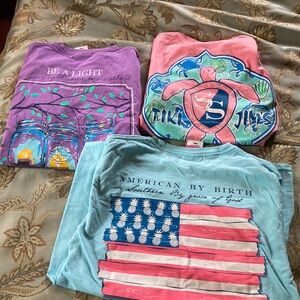 Lot of 3 Women’s Small Simply Southern Short Sleeve Tees - Turtle, Firefly, Flag
